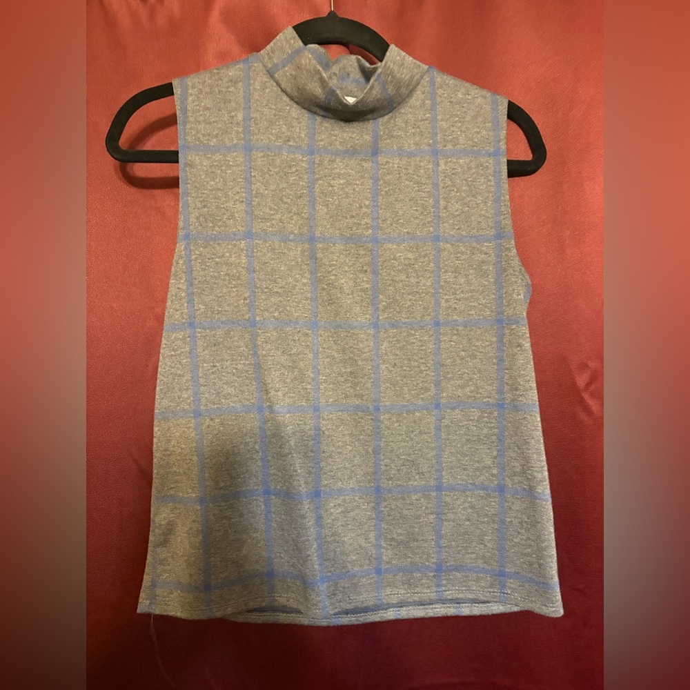 Gray and Blue Checkered Women's Tank Top